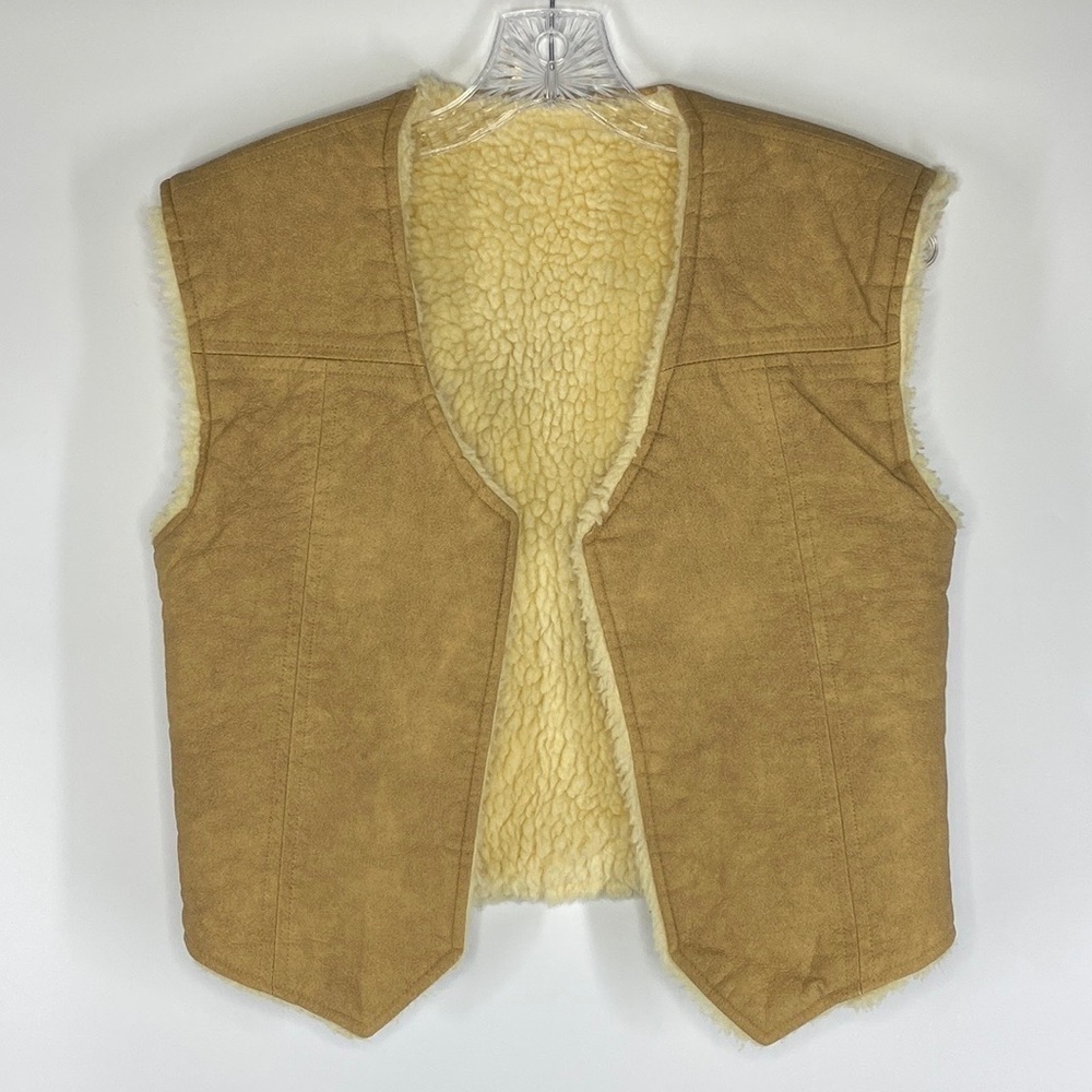 Vintage Faux Leather Suede Sherpa Lined Vest By Frostline Broomfield CO XS